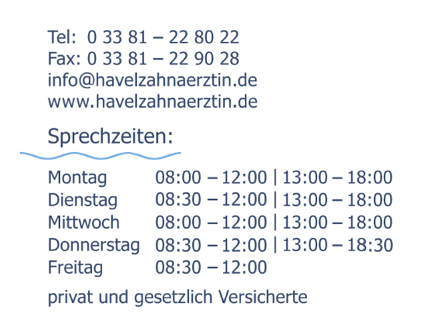 Havelzahnaerztin Sprechzeiten